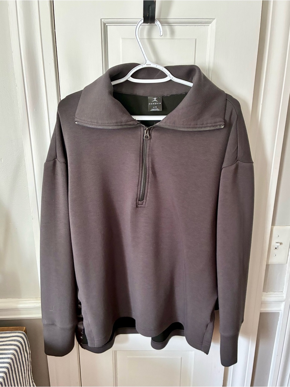 Danskin Men's Zip-Up Pullover Sweater in Charcoal